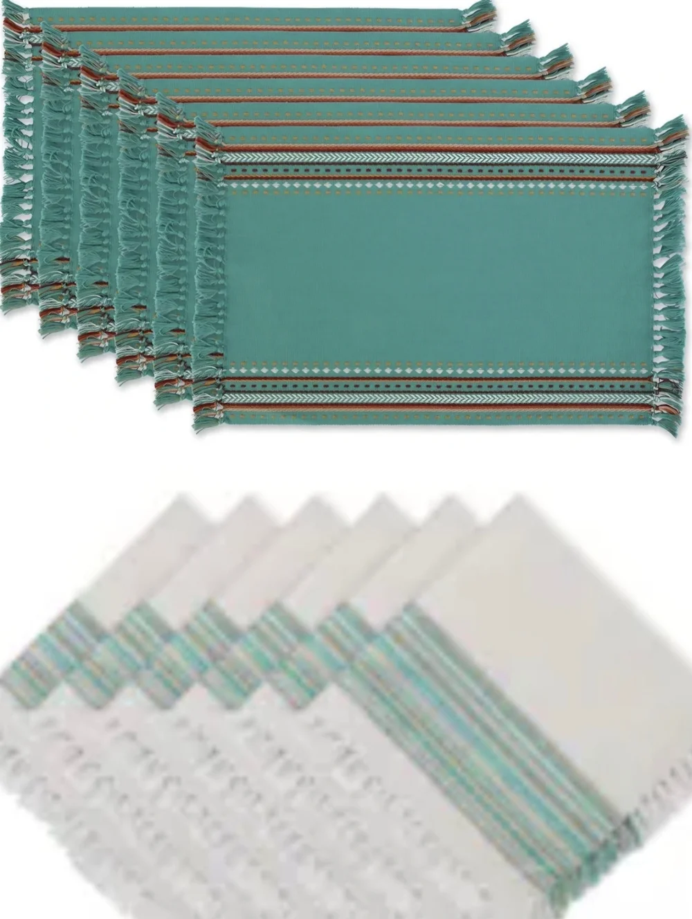 DII Design Imports Agate Blue Hacienda Striped Placemate And Napkin Set Of 6 Ea.